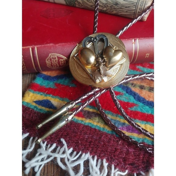 Vintage Handcrafted Love Charm Bolo Tie // Abstract Western String Tie - Picture 1 of 10